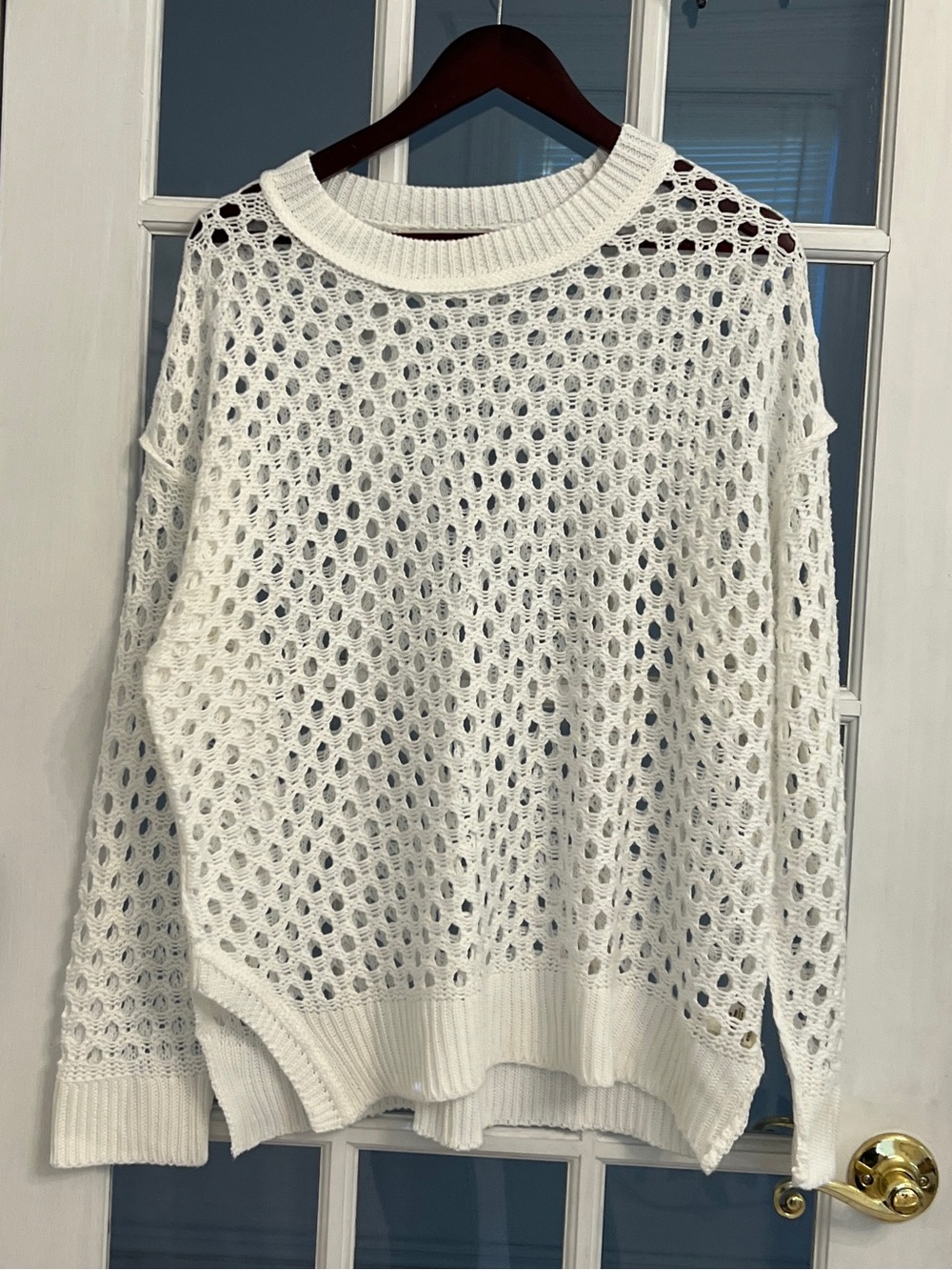 VINTAGE HAVANA Women’s White Open Knit Pullover Sweater Size M
